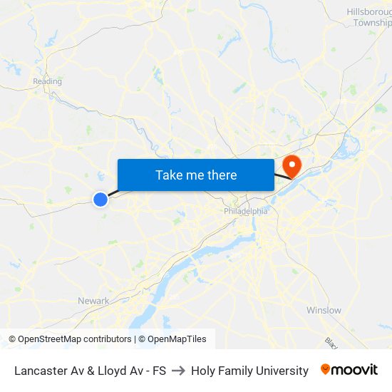 Lancaster Av & Lloyd Av - FS to Holy Family University map