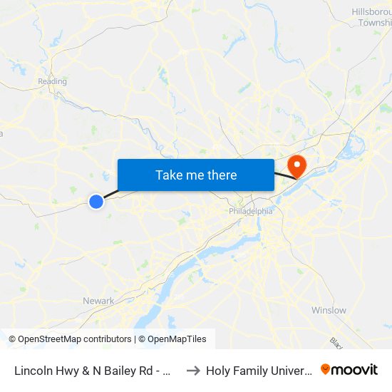 Lincoln Hwy & N Bailey Rd - Mbns to Holy Family University map