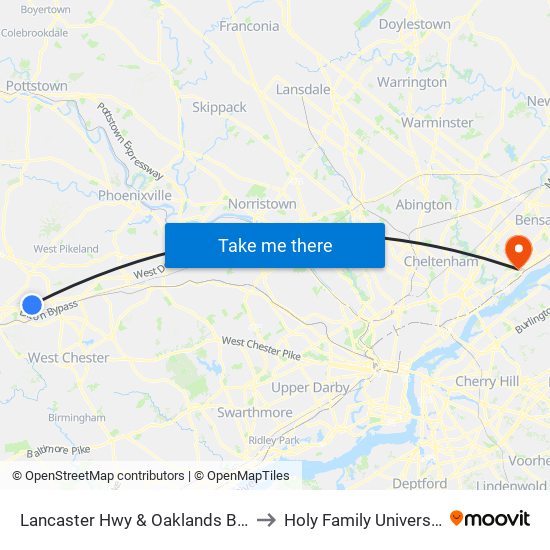 Lancaster Hwy & Oaklands Blvd to Holy Family University map