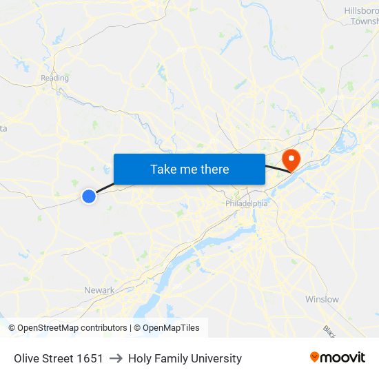 Olive Street 1651 to Holy Family University map