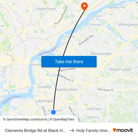 Clements Bridge Rd at Black Horse Pike to Holy Family University map