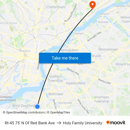 Rt-45 75' N Of Red Bank Ave to Holy Family University map
