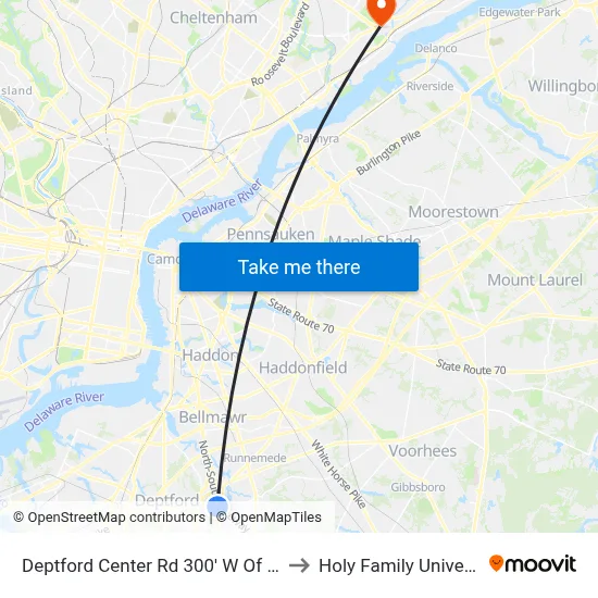Deptford Center Rd 300' W Of Rt-41 to Holy Family University map
