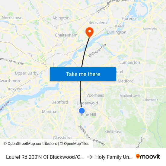 Laurel Rd 200'N Of Blackwood/Clementon Rd to Holy Family University map