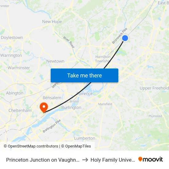 Princeton Junction on Vaughn Drive to Holy Family University map