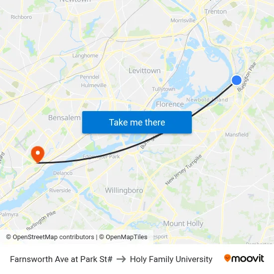 Farnsworth Ave at Park St# to Holy Family University map