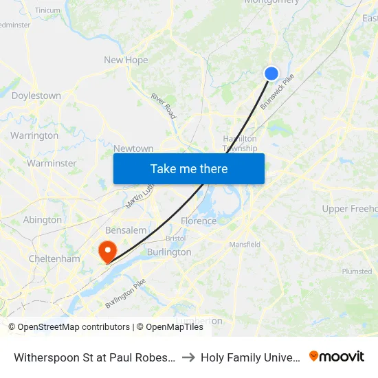 Witherspoon St at Paul Robeson Pl to Holy Family University map