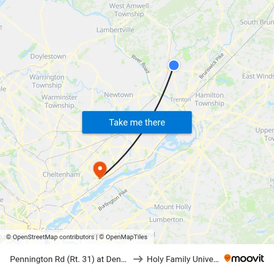 Pennington Rd (Rt. 31)  at Denow Rd to Holy Family University map