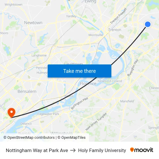 Nottingham Way at Park Ave to Holy Family University map