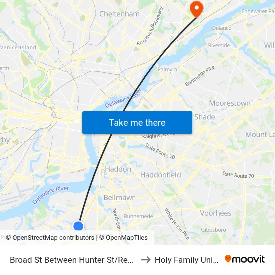 Broad St Between Hunter St/Red Bank Ave to Holy Family University map