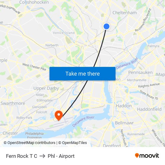 Fern Rock T C to Phl - Airport map
