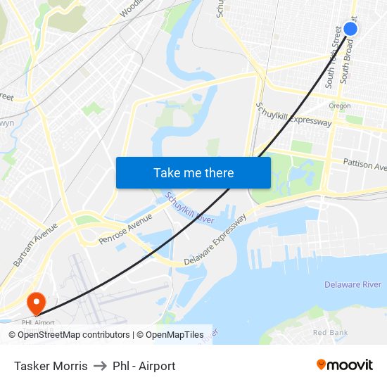 Tasker Morris to Phl - Airport map