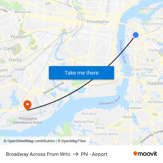 Broadway Across From Wrtc to Phl - Airport map