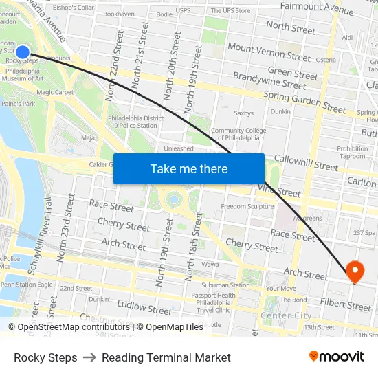 Rocky Steps to Reading Terminal Market map