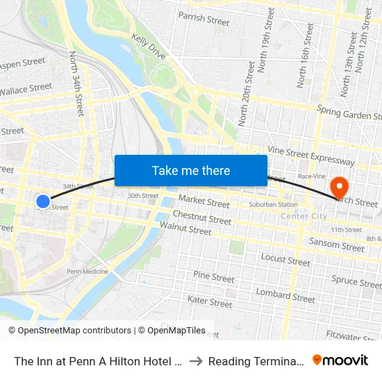 The Inn at Penn A Hilton Hotel Philadelphia to Reading Terminal Market map