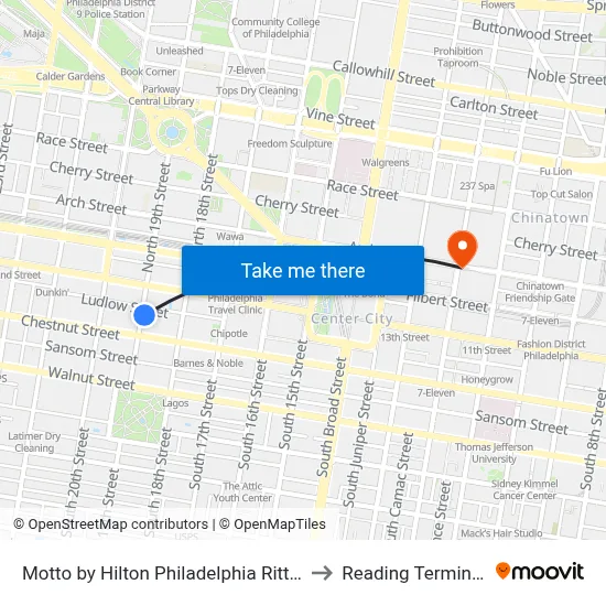 Motto by Hilton Philadelphia Rittenhouse Square to Reading Terminal Market map