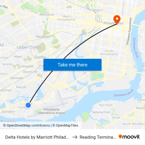 Delta Hotels by Marriott Philadelphia Airport to Reading Terminal Market map