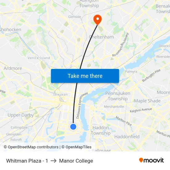 Whitman Plaza - 1 to Manor College map