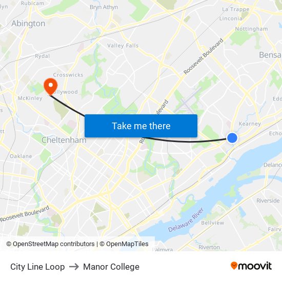 City Line Loop to Manor College map