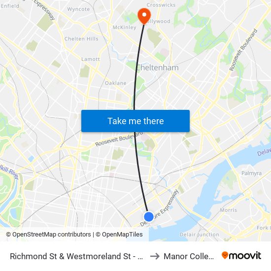 Richmond St & Westmoreland St - FS to Manor College map