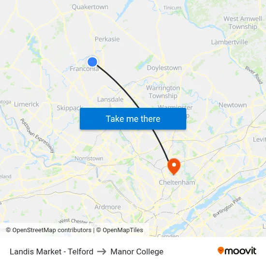 Landis Market - Telford to Manor College map