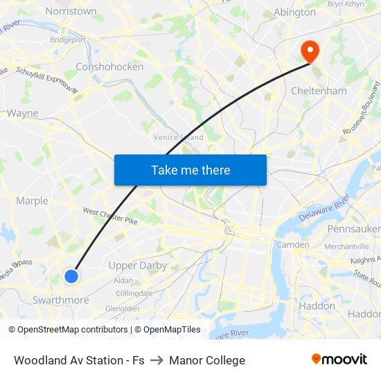 Woodland Av Station - Fs to Manor College map