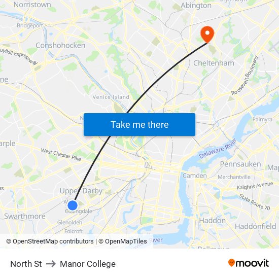 North St to Manor College map