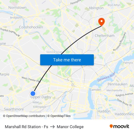 Marshall Rd Station - Fs to Manor College map