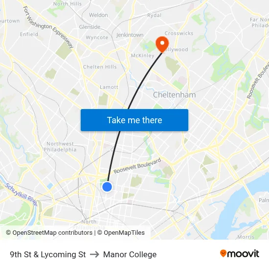 9th St & Lycoming St to Manor College map