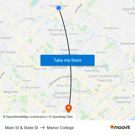 Main St & State St to Manor College map