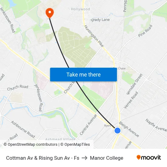Cottman Av & Rising Sun Av - Fs to Manor College map