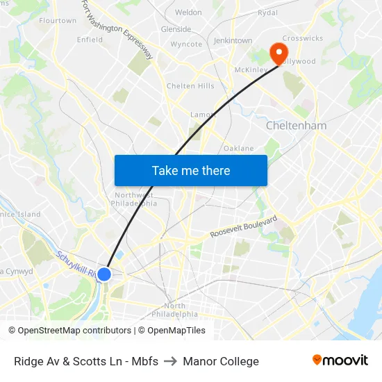 Ridge Av & Scotts Ln - Mbfs to Manor College map