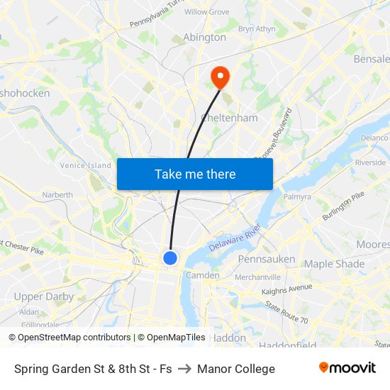 Spring Garden St & 8th St - Fs to Manor College map