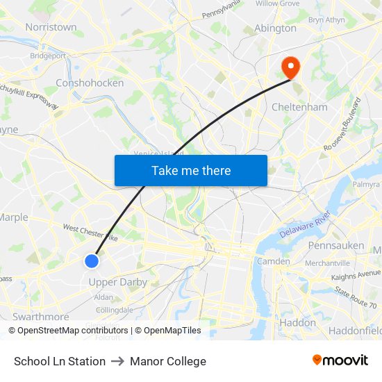 School Ln Station to Manor College map