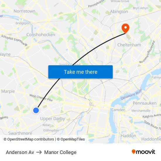 Anderson Av to Manor College map