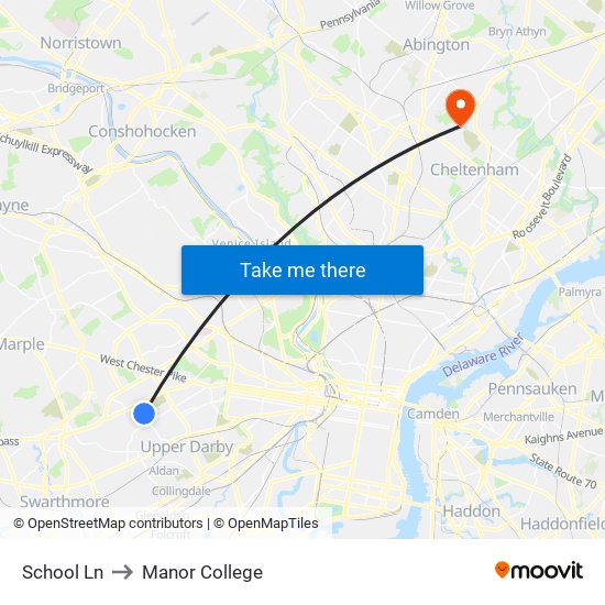 School Ln to Manor College map