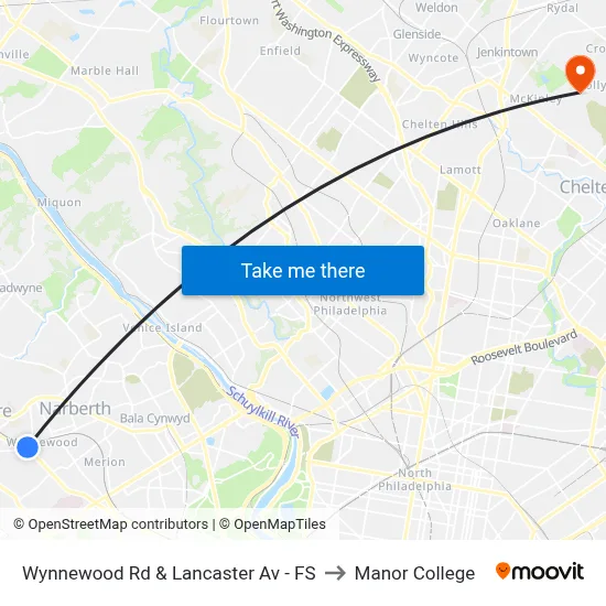 Wynnewood Rd & Lancaster Av - FS to Manor College map