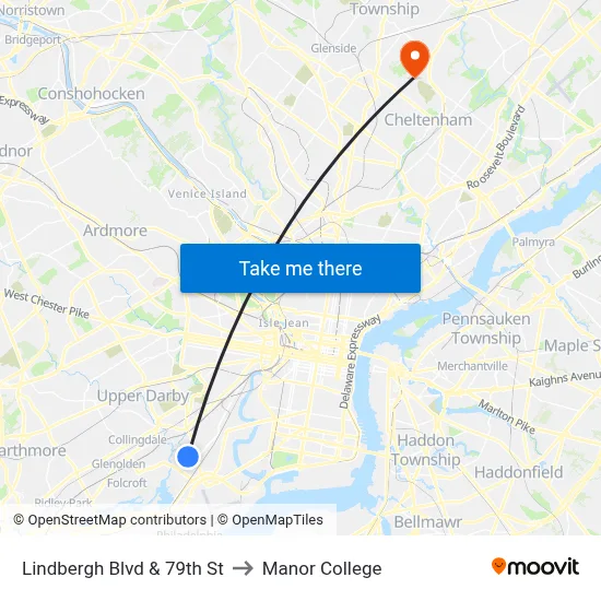 Lindbergh Blvd & 79th St to Manor College map