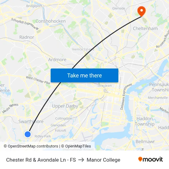 Chester Rd & Avondale Ln - FS to Manor College map