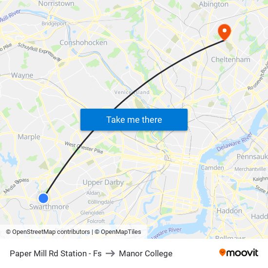 Paper Mill Rd Station - Fs to Manor College map