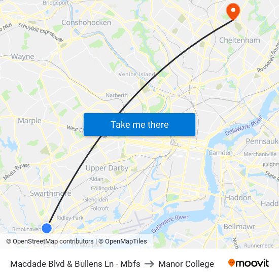 Macdade Blvd & Bullens Ln - Mbfs to Manor College map