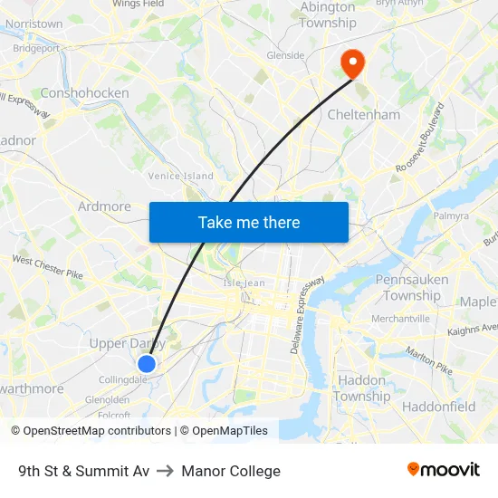 9th St & Summit Av to Manor College map