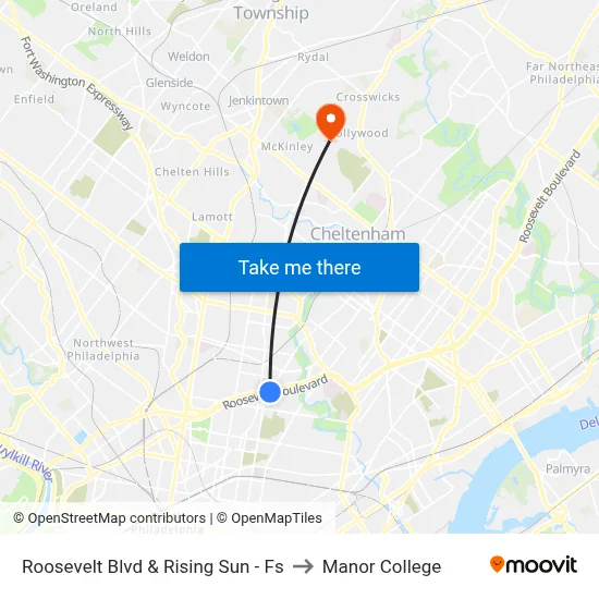 Roosevelt Blvd & Rising Sun - Fs to Manor College map