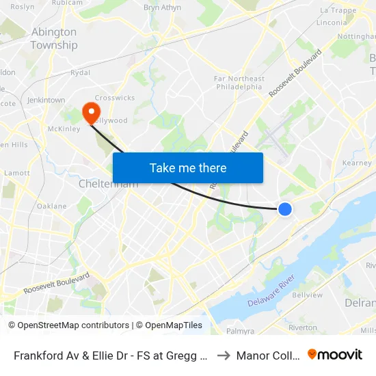 Frankford Av & Ellie Dr - FS at Gregg St Loop to Manor College map