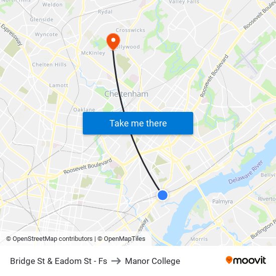 Bridge St & Eadom St - Fs to Manor College map