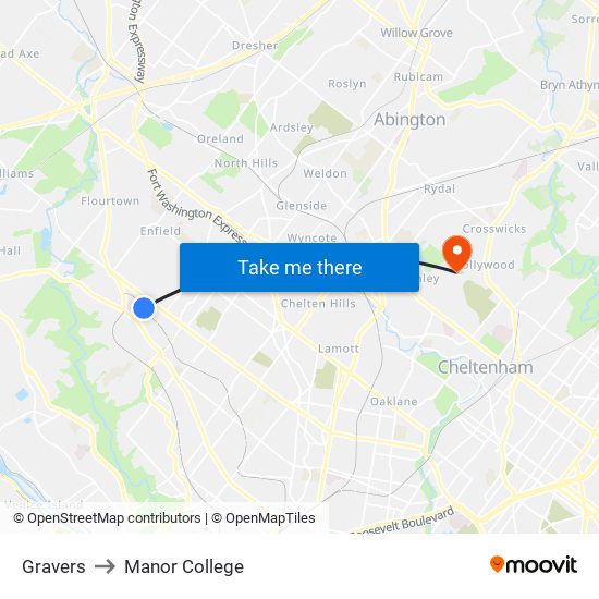 Gravers to Manor College map