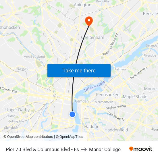 Pier 70 Blvd & Columbus Blvd - Fs to Manor College map