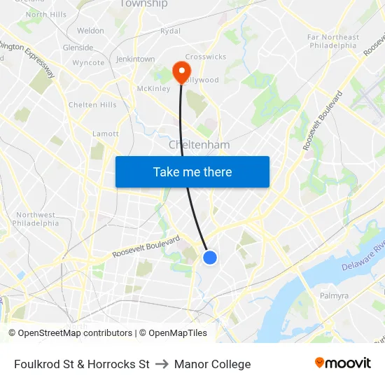 Foulkrod St & Horrocks St to Manor College map