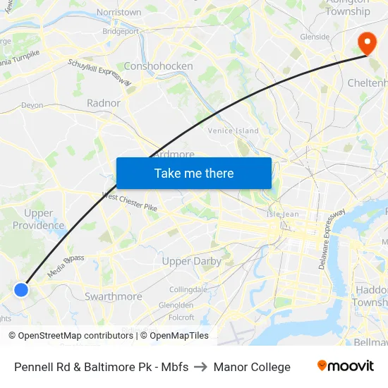 Pennell Rd & Baltimore Pk - Mbfs to Manor College map