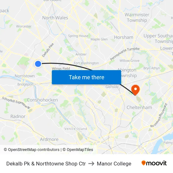 Dekalb Pk & Northtowne Shop Ctr to Manor College map